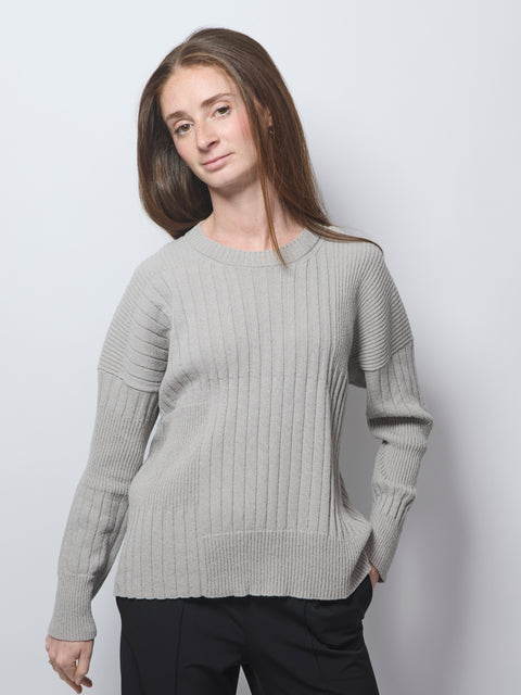 Textured Stripe Pullover, Cool Grey