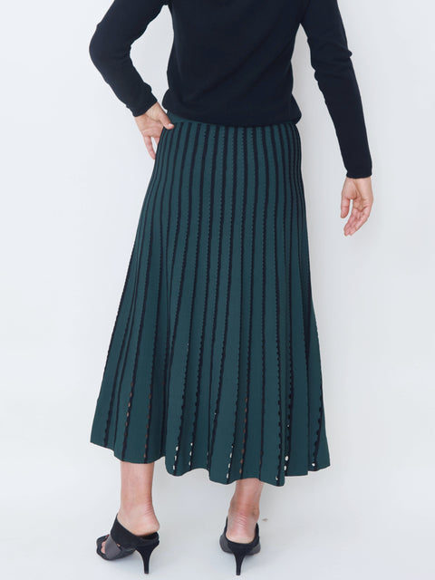 Colton Skirt, Pinstripe Evergreen