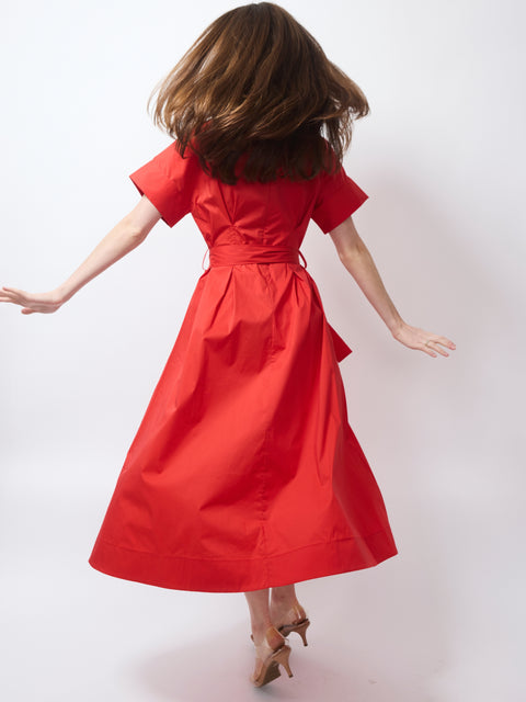 Cherry Twist Dress, coral