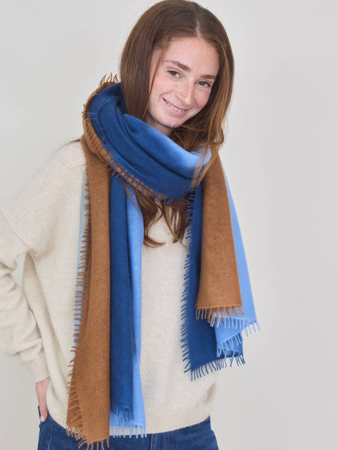 Luxo Cashmere Scarf, brown & blues