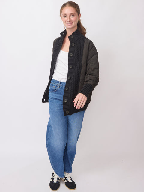 Quilted Cabled Jacket, black