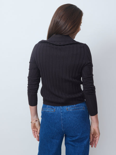 Collared Cardigan, ebony