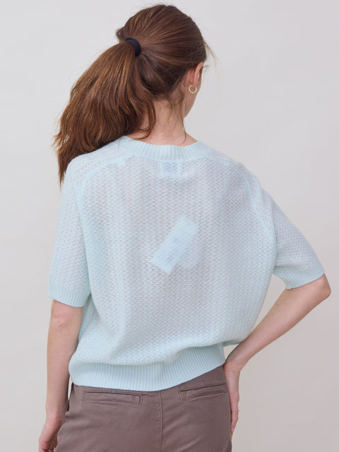 Textured S/S Sweater, flower milk