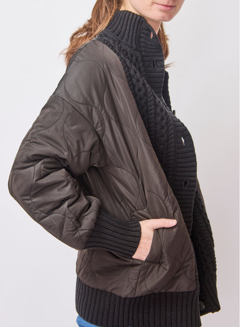 Quilted Cabled Jacket, black