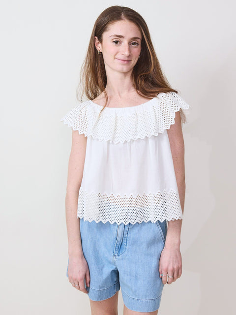 Westport Eyelet Top, White