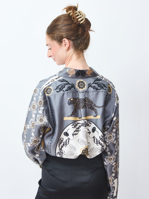 Roses & Cat Silk Blouse