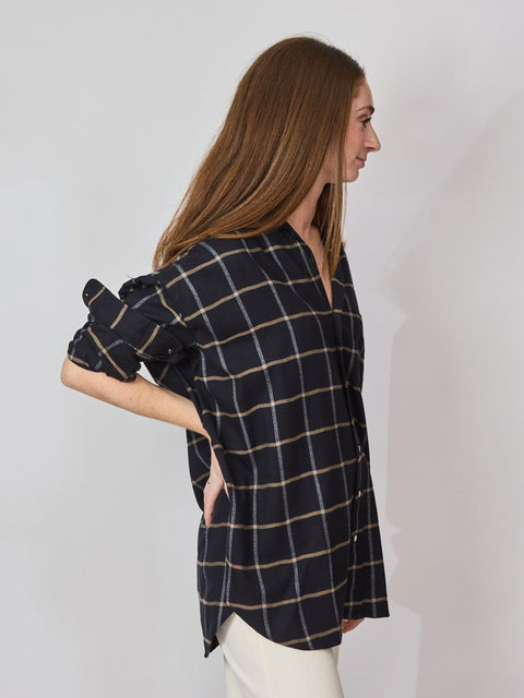 Shirley, black flannel windowpane