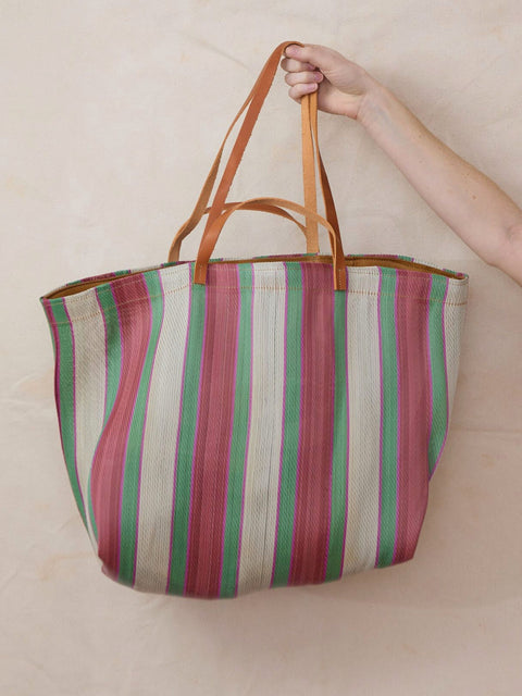 Market Bag, Green/Red/Pink