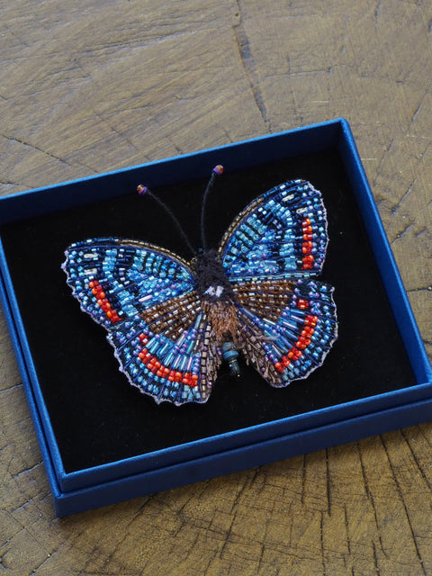 Red Spotted Admiral Butterfly Brooch
