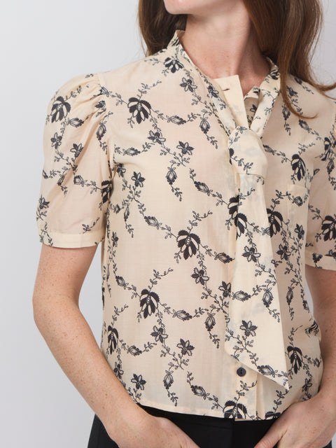 Chance Lace Shadow Shirt, Off-White