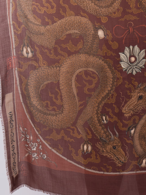 Chasing the Pearl, 135cm silk/wool, Cinnabar Lacquer