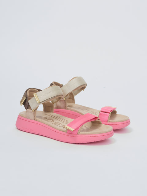Line Tricolor Sandal, Rasberry Multi