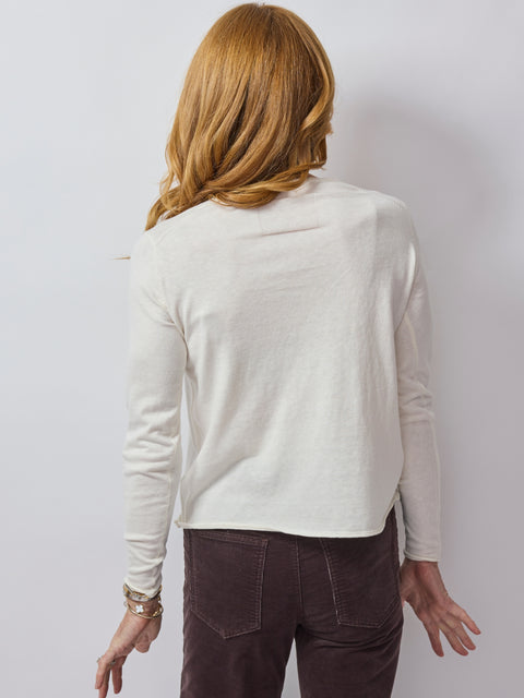 Cotton/Cashmere L/S Crew, white