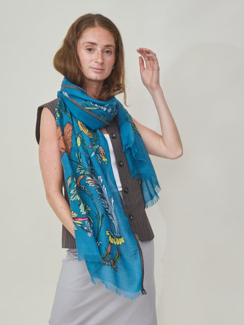 Rococo scarf, duck blue