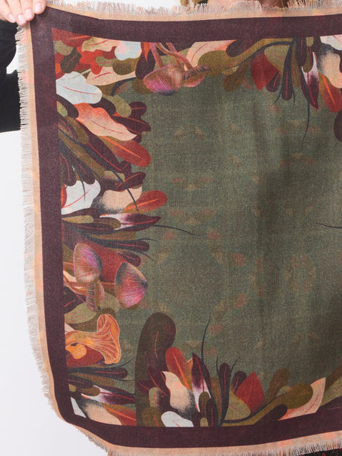 Grido Reversible Wool Scarf, Autumnal Mushrooms