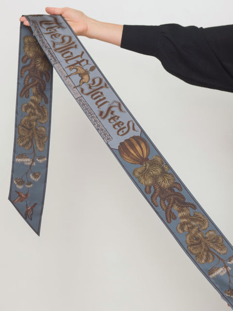 Wolf You Feed, large silk ribbon, gumetal