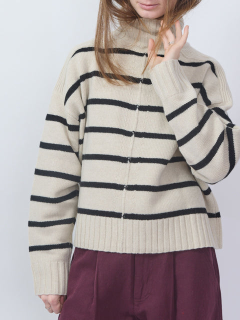 Ari Cropped Turtle, cream & black stripe