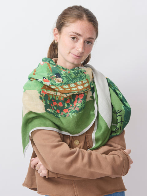 Secret Garden Square Scarf, Green