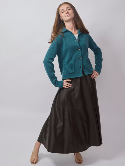 Collared Cardigan, Teal