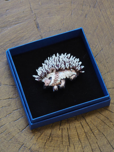 White Breasted Hedgehog Brooch