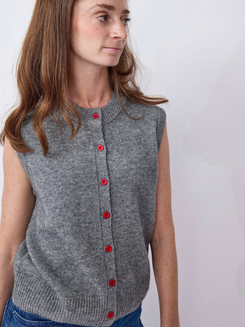 Button Vest, Grey