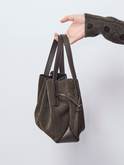 Mini Scallop Tote Suede, Ganache