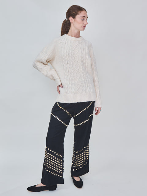 Rayna Cable Sweater, cream