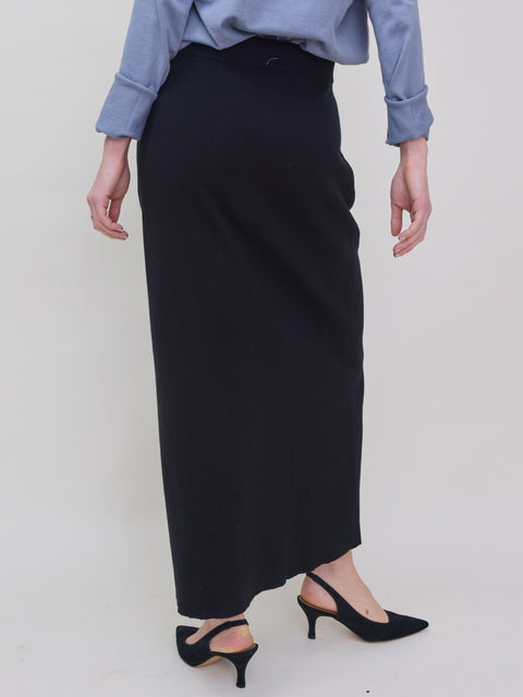 Cotton Full Milano Skirt, black