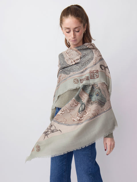 Chasing the Pearl, 135cm silk/wool, Glaze/Luster