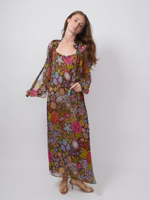Athens Bloom Mirage Dress, Dark Brown