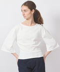 Half Sleeve Fitted Top, Bianco