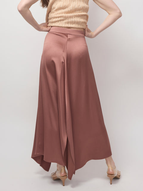 Gonna Liquid Satin Midi Asymmetrical, Blush