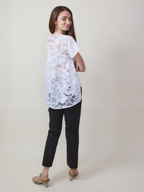 Lace Back Tee, white