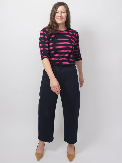 Elbow Sleeve Pullover, navy/pink