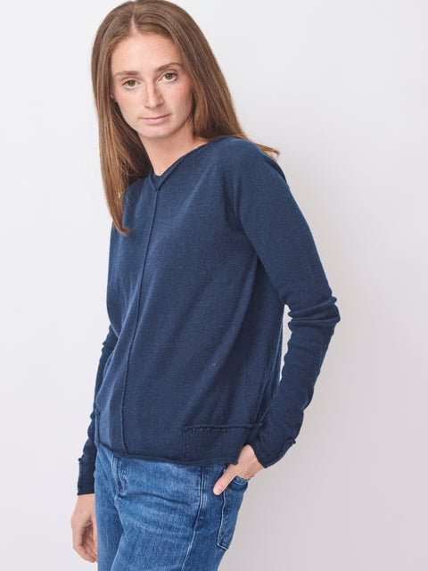 V-Neck Pullover, Navy