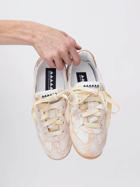 Crackle Leather Sneaker, White