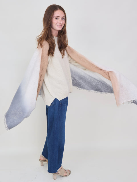 Luxo Cashmere Scarf, grey/cream/beige