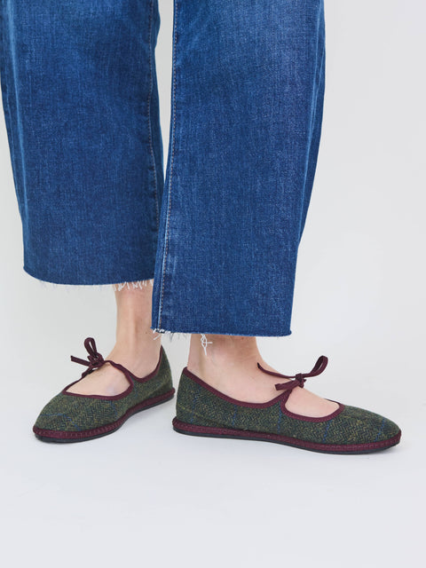 Brigitte Wool, green/bordeaux