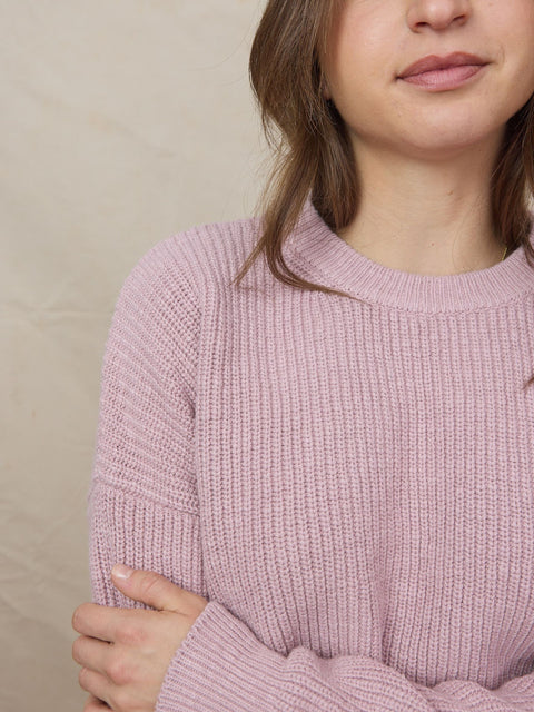 Crewneck Pull-On Sweater, Dusty Pink