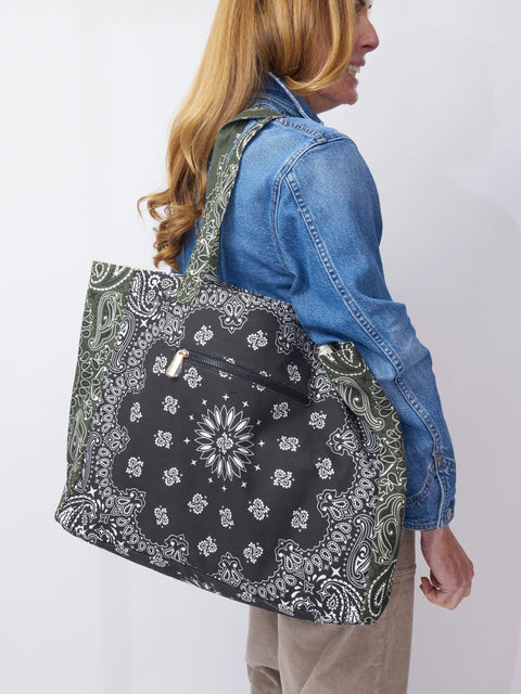 Bailey Tote, Black/Army