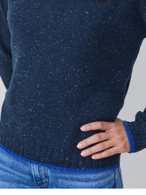V-Neck Donegal, blue