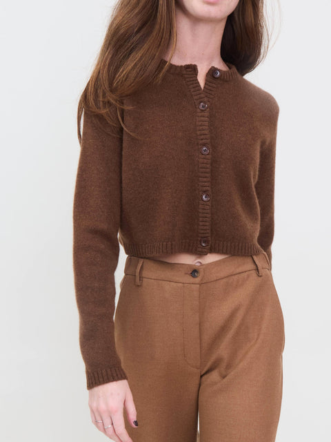 Cropped Cardigan, castagno
