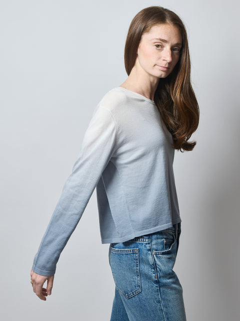 Cotton L/S Crewneck, Storm Ombre