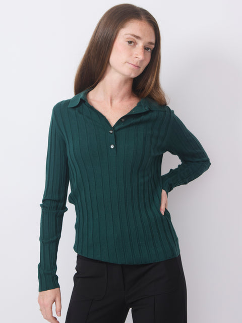 Poloneck Sweater, bottle green