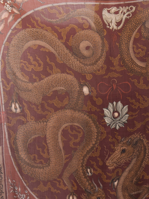 Chasing the Pearl, 135cm silk/wool, Cinnabar Lacquer