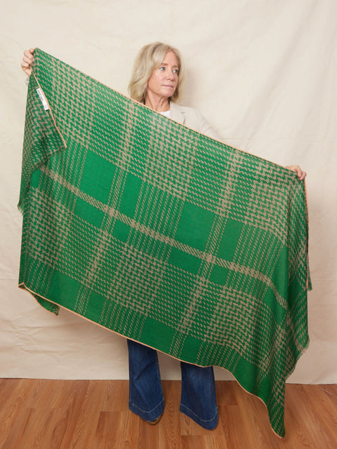 Tweed Check Shawl, Emerald