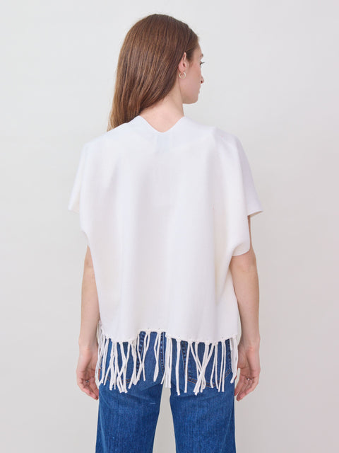 Fringed Open Vest, flour de sel