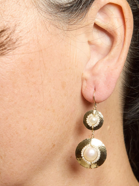 Pearl Shield Drop earrings