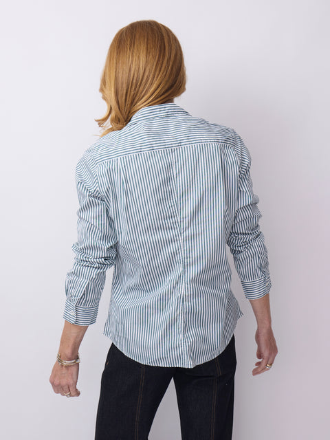 Barry Button-Up, Green Stripe