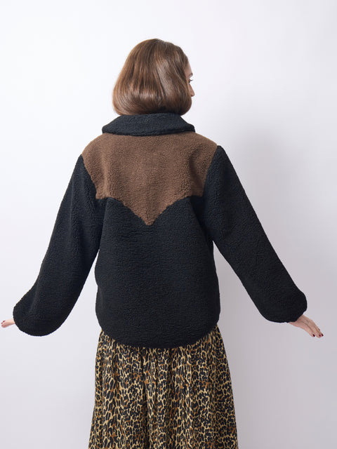 Reversible Western Yoke Jacket, Black/Brown